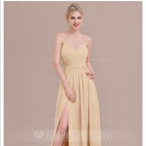Champagne long bridesmaid dress